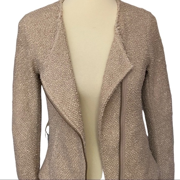 Anthropologie Cartonnier Gold Shimmer Asymmetrical Full-Zip Jacket Blazer Small - Picture 4 of 12
